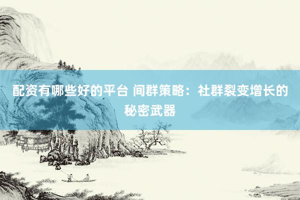 配资有哪些好的平台 间群策略：社群裂变增长的秘密武器