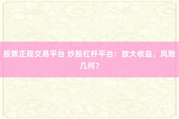 股票正规交易平台 炒股杠杆平台：放大收益，风险几何？