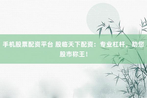 手机股票配资平台 股临天下配资：专业杠杆，助您股市称王！