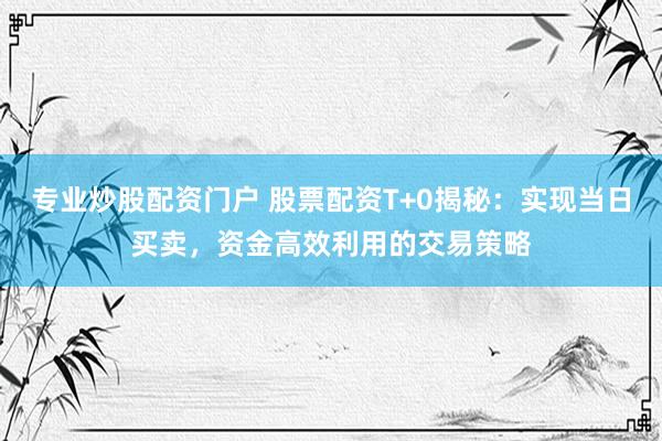 专业炒股配资门户 股票配资T+0揭秘：实现当日买卖，资金高效利用的交易策略