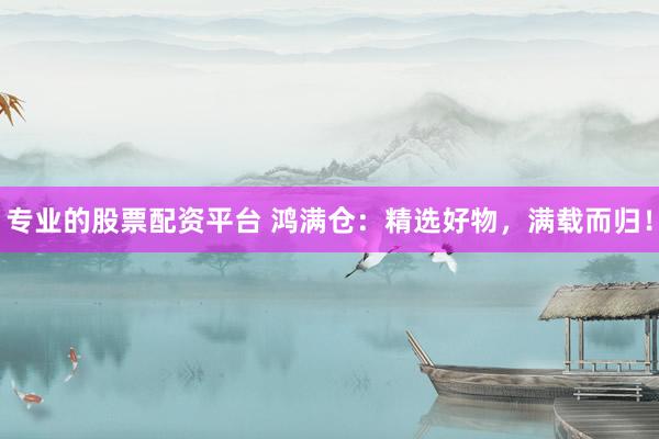 专业的股票配资平台 鸿满仓：精选好物，满载而归！