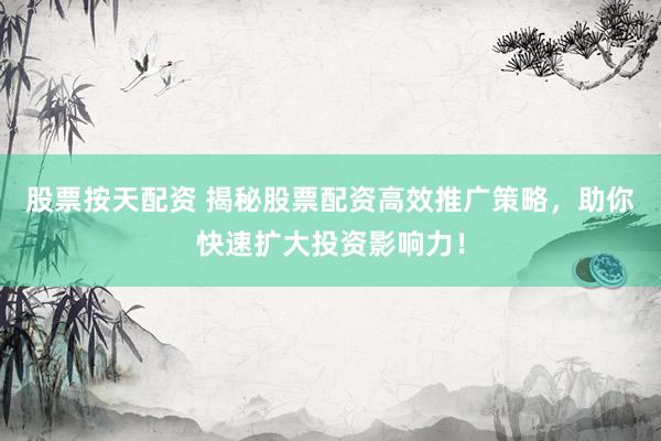 股票按天配资 揭秘股票配资高效推广策略，助你快速扩大投资影响力！