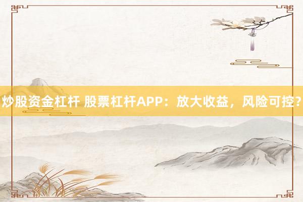 炒股资金杠杆 股票杠杆APP：放大收益，风险可控？