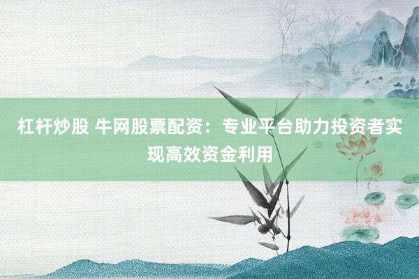杠杆炒股 牛网股票配资：专业平台助力投资者实现高效资金利用