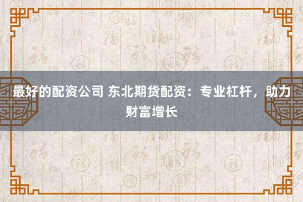 最好的配资公司 东北期货配资:专业杠杆,助力财富增长