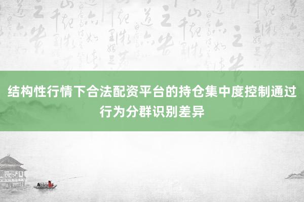 结构性行情下合法配资平台的持仓集中度控制通过行为分群识别差异
