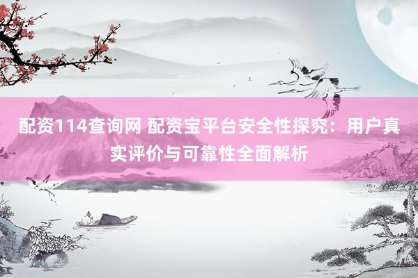 配资114查询网 配资宝平台安全性探究：用户真实评价与可靠性全面解析