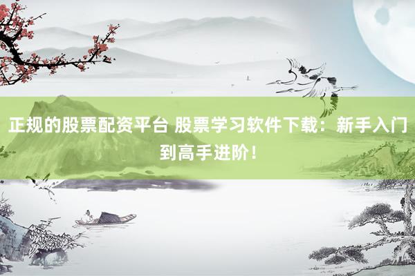 正规的股票配资平台 股票学习软件下载：新手入门到高手进阶！